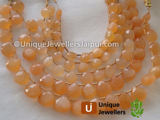 Peach Moonstone Faceted Heart Beads